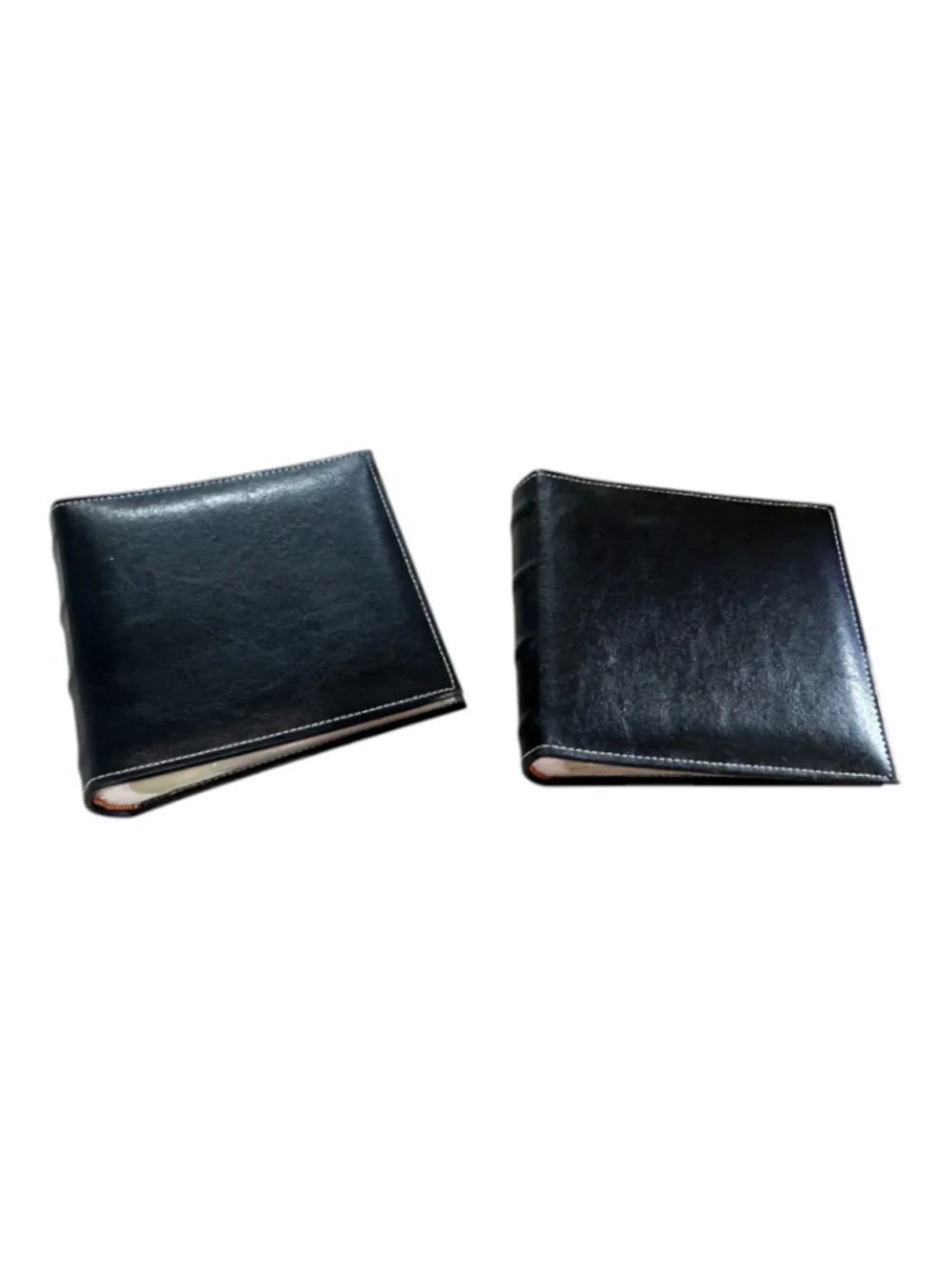 Burnes of Boston Vintage-Style, Book-Bound Black Leather Photo Albums- Set of 2